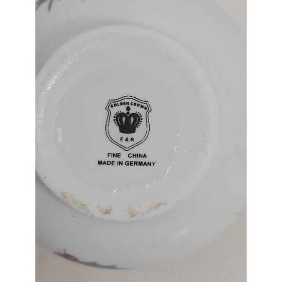 Golden Crown E& R Germany 3 1/2 in Mini Birthday Teapot White Floral December - Picture 8 of 9